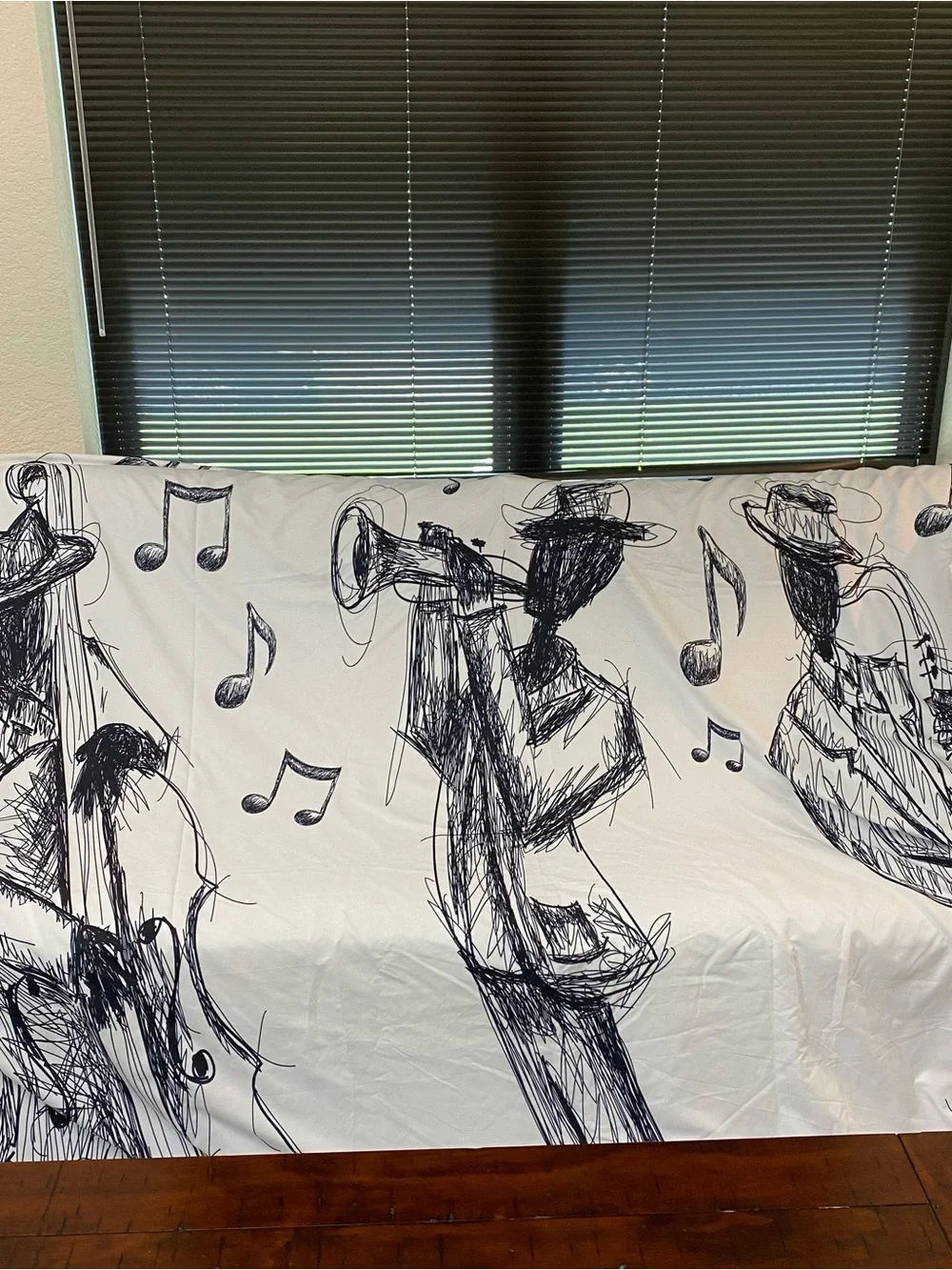 Ambesonne Queen Music Jazz Duvet Cover & 2 Shams Set - Microfiber White & Black